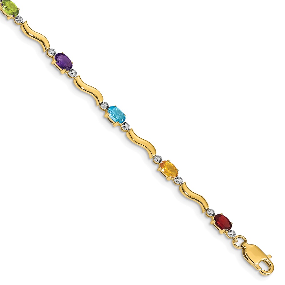 BM4493-RB-001-1YA.jpg 10k Diamond and Rainbow Gemstone Bracelet - Image 1