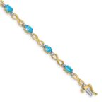 14k Complete Oval Swiss Blue Topaz and Diamond Infinity Link 7 inch Bracelet