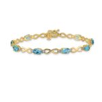 14k Complete Oval Swiss Blue Topaz and Diamond Infinity Link 7 inch Bracelet - Image 3