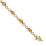 14k Complete Oval Citrine and Diamond Infinity Link 7 inch Bracelet