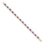 14k Complete Diamond and Oval Amethyst Floral 7 inch Bracelet - Image 2