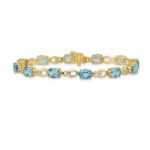 14k Complete Oval Swiss Blue Topaz and Diamond Fancy Link 7 inch Bracelet - Image 3