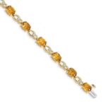 14k Complete Oval Citrine and Diamond Fancy Link 7 inch Bracelet