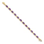 14k Complete 7x5mm Oval Amethyst X-design 7 inch Bracelet - Image 2