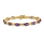 14k Complete 7x5mm Oval Amethyst X-design 7 inch Bracelet - Image 3