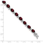 14k White Gold Complete Oval Garnet 7 inch Bracelet - Image 3