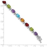 14k White Gold Complete Alternating Oval Amethyst/Peridot/Garnet/Citrine/Swiss Blue Topaz 7 inch Rainbow Bracelet - Image 4