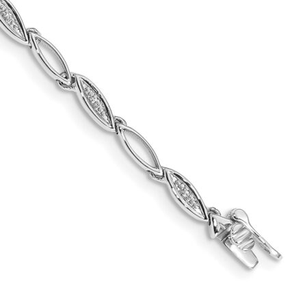 14k White Gold Complete 1/20 carat Diamond Oval Link 7.5 inch Bracelet