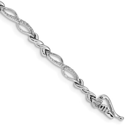 14k White Gold Complete 1/20 carat Diamond Twist Link 7.25 inch Bracelet