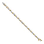 14k Two-tone Complete 1 carat Baguette Diamond X-design 7 inch Bracelet - Image 2