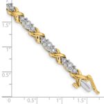14k Two-tone Complete 1/2 carat Diamond X-design 7 inch Bracelet - Image 3