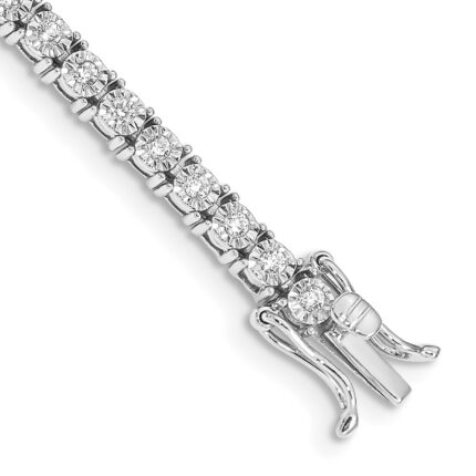 14k White Gold 1 carat Lab Grown Diamond VS/SI+ G+ Complete 7 inch Illusion Setting Bracelet
