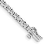 14k White Gold Complete 1 carat Round and Baguette Diamond 7 inch Tennis Bracelet