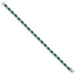 14k White Gold Complete Oval Lab Created Emerald and Diamond 7 inch Bracelet - Image 2