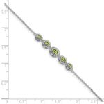 14k White Gold Complete 5-Stone Bezel-set Marquise Peridot and Chain 7 inch Bracelet - Image 3