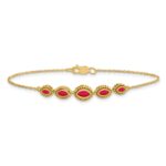14k Complete 5-Stone Bezel-set Marquise Ruby and Chain 7 inch Bracelet - Image 4