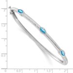 10k White Gold Marquise Blue Topaz 3 Stone Bangle - Image 2