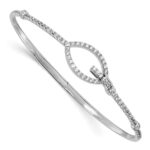 14k White Gold Polished Complete 7/8 carat Diamond Oval Buckle Clasp Hinged Bangle Bracelet