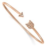 14k Rose Gold 1/10 carat Lab Grown Diamond VS/SI+ G+ Complete Arrow Cuff Flexible Bangle Bracelet