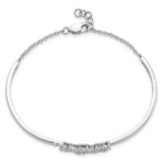 14k White Gold Complete 1/2 carat Diamond Half-Bangle 7 inch Bracelet with 0.5 inch Extender - Image 3