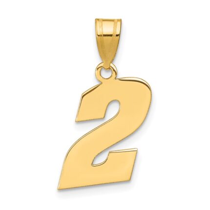 14k Polished Block Number 2 Pendant