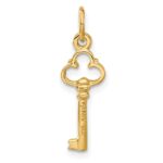 14K Polished Diamond-cut 3D Key Charm - Image 3