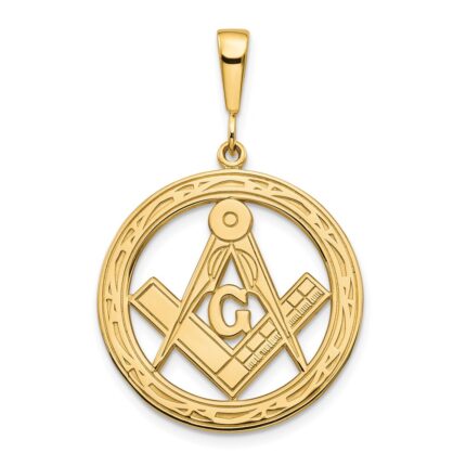 14k Polished and Textured Large Masonic Symbol Pendant