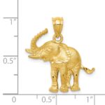 14k Satin Diamond-cut Elephant Pendant - Image 4