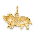 14k Satin Diamond-cut Pig Charm - Image 3
