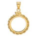 Wideband Distinguished Coin Jewelry 14k Polished Rope 16.5mm x 1.35mm Screw Top Coin Bezel Pendant