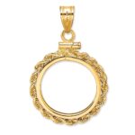 Wideband Distinguished Coin Jewelry 14k Polished Rope 16.5mm x 1.35mm Screw Top Coin Bezel Pendant - Image 3