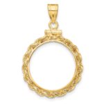 Wideband Distinguished Coin Jewelry 14k Polished Rope 17.8mm x 1.35mm Screw Top Coin Bezel Pendant
