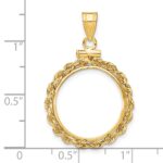 Wideband Distinguished Coin Jewelry 14k Polished Rope 18.0mm x 1.35mm Screw Top Coin Bezel Pendant - Image 4