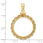 Wideband Distinguished Coin Jewelry 14k Polished Rope 22.0mm x 1.9mm Screw Top Coin Bezel Pendant - Image 4