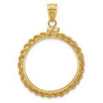 Wideband Distinguished Coin Jewelry 14k Polished Rope 27.0mm x 2.35mm Screw Top Coin Bezel Pendant - Image 3