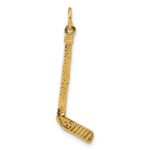 14k Satin Diamond-cut Hockey Stick Charm - Image 3