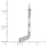 14k White Gold Satin Diamond-cut Hockey Stick Charm - Image 3