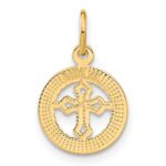 14K Diamond-cut Eternal Life Cross in Circle Charm - Image 3