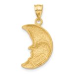 14k Satin Diamond-cut Moon Charm - Image 3