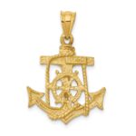 14k Satin Diamond-cut Mariners Crucifix Pendant - Image 4