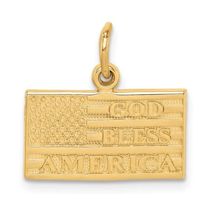 14k GOD BLESS AMERICA Flag Charm