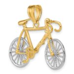 14k Large Two-tone 3-D Bicycle with Moveable Wheels Pendant - Image 5