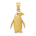 14k Polished and Textured Penguin Charm