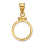 Wideband Distinguished Coin Jewelry 14k Polished 14.0mm x 1.1mm Screw Top Coin Bezel Pendant