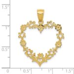 14K Polished Floral Border Heart Pendant - Image 4