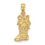 14k Solid Polished 3-D Christmas Stocking Charm - Image 4