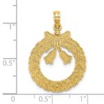 14k Satin/Polished Christmas Wreath Charm - Image 3