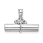 14K White Gold 3-D Hollow Polished DIPLOMA Pendant - Image 4