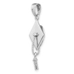 14K White Gold 3-D Graduation Cap with Moveable Tassel Charm - Image 4