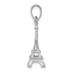 14k White Gold Solid Polished 3-D Eiffel Tower Charm - Image 2